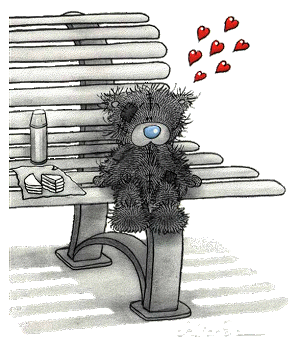 Zakochany miś me to you na ławce